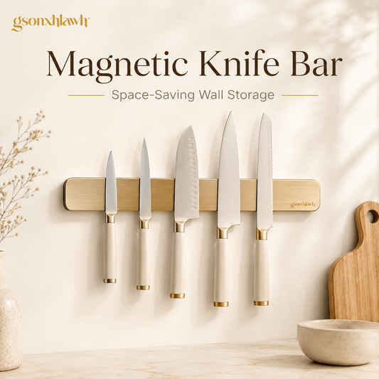 gsonxhlawh™ Magnetic Knife Holder for Wall, Slim Kitchen Knife Bar, Modern Stainless Steel Knife Strip Organizer