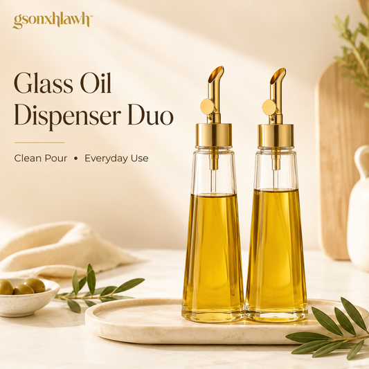 gsonxhlawh™ Glass Olive Oil Dispenser Set, Modern Oil and Vinegar Bottles with Pour Spouts, Kitchen Cooking Oil Cruet