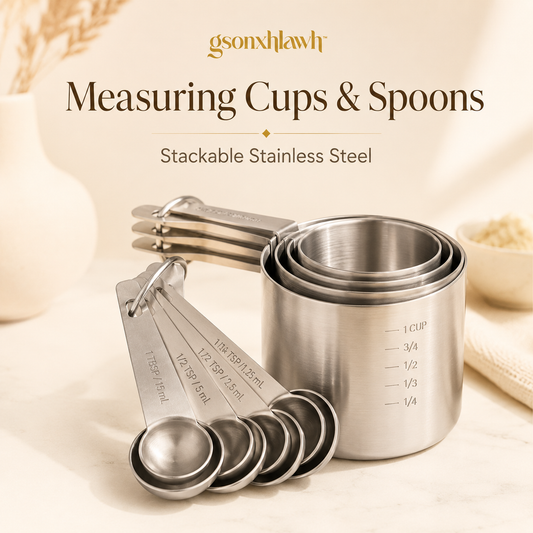 gsonxhlawh™ Stainless Steel Measuring Cups and Spoons Set, Stackable Kitchen Measuring Tools for Baking Cooking Meal Prep