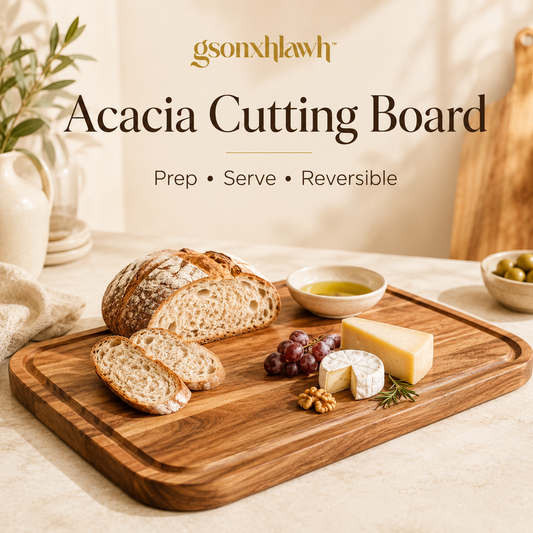 gsonxhlawh™ Acacia Wood Cutting Board, Reversible Serving Board, Minimal Charcuterie Board and Kitchen Prep Tray